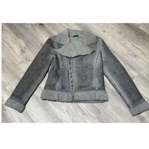 Luma Jacket Faux Shearling Moto Style Gray‎ Kids Size Medium coat Jacket